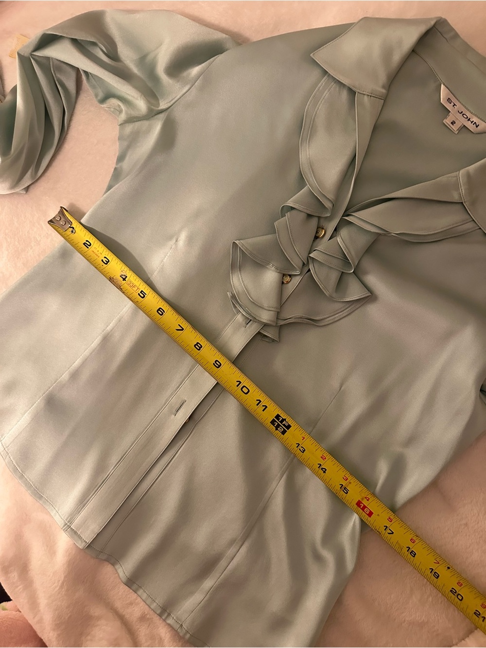 St. John silk blouse in light blue - Picture 6 of 11